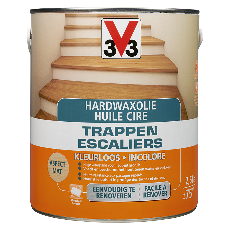 Hardwaxolie trappen kleurloos / Huile cire escaliers incolore 2,5L