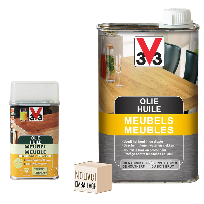 Huile Meuble Protection naturelle pour le bois incolore ou teintée V33 Huile Meuble Protection naturelle pour le bois incolore ou teintée V33