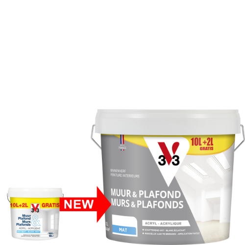 Peinture Plafond Blanc Lumineux V33, 3 L - Chrétien Matériaux